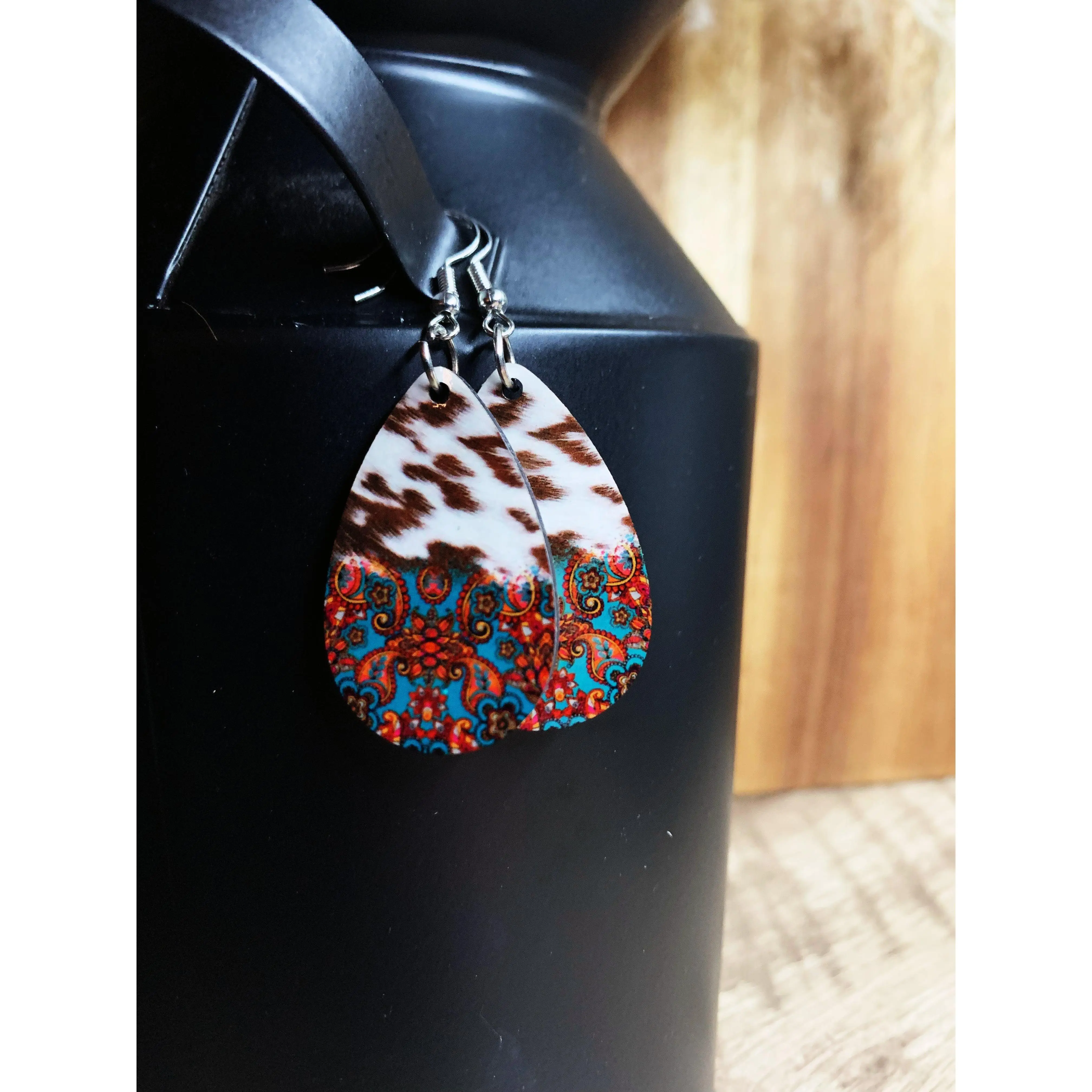 Brown Cow Hide Earrings
