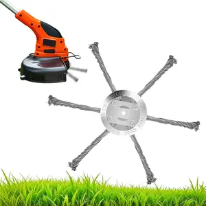 Steel Wire Grass Trimmer Head,  String Trimmer Replacement Head, Wire Weed Trimmer Head Weed Remover Tool, 6Inch Wired Trimmer Blade for Lawn Mower Tray