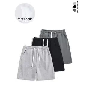 Unisex knit casual athletic sweatpants/shorts/capri pants (available in 1-pack and 3-pack options), includes socks as a free gift