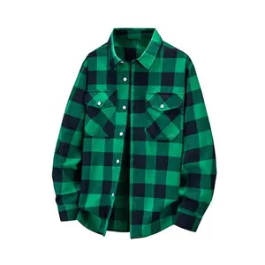 Men's Plaid Shirt Double Pocket Flannel Casual Plaid Shirt, Oversized Loose Fit Plus Size Vintage Style Long Sleeve Shirt Holid thanksgiving shirt ay Gift for Father Husband  Top longsleeveshirt