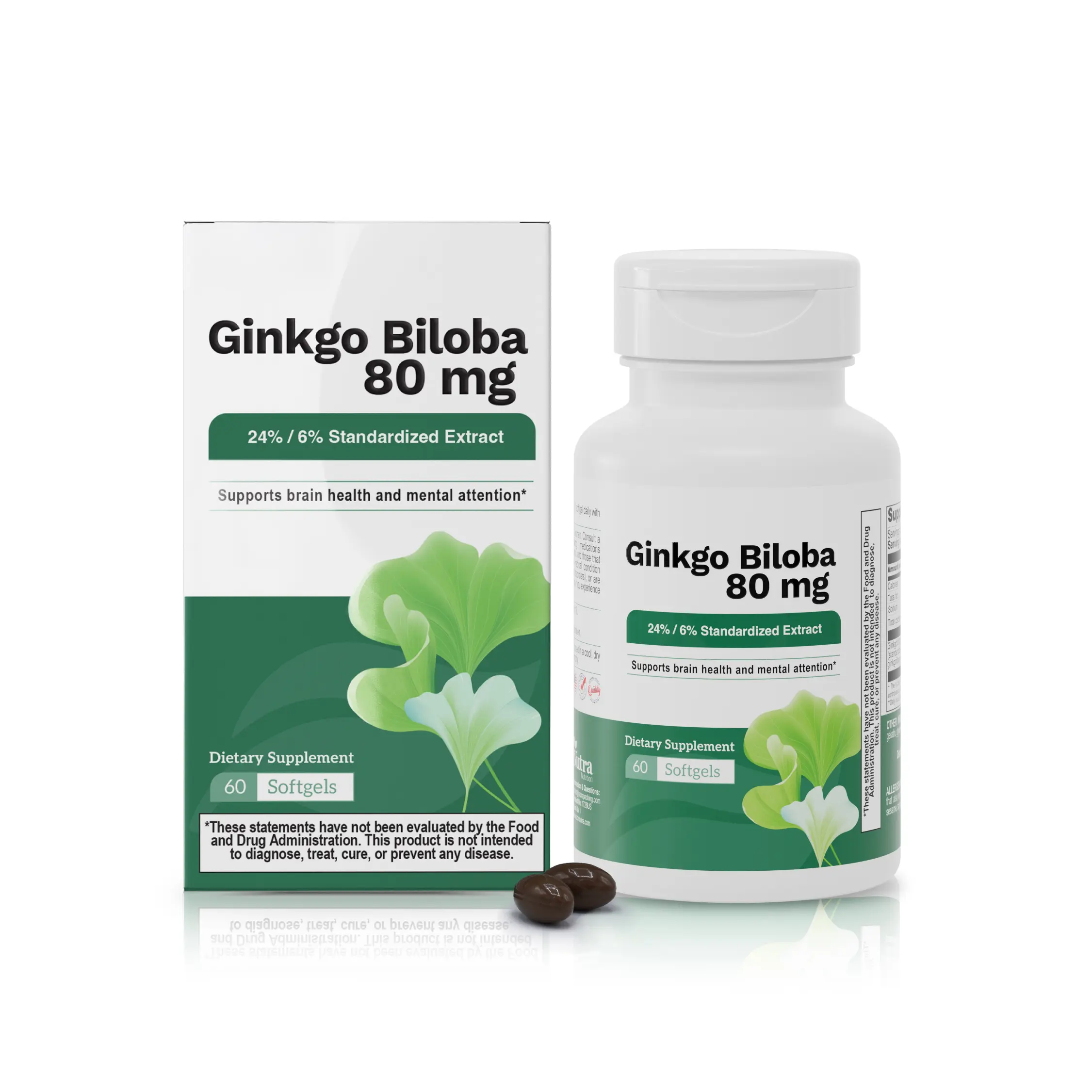 Ginkgo Biloba Extract Healthcare Supplement, 80 mg Softgels