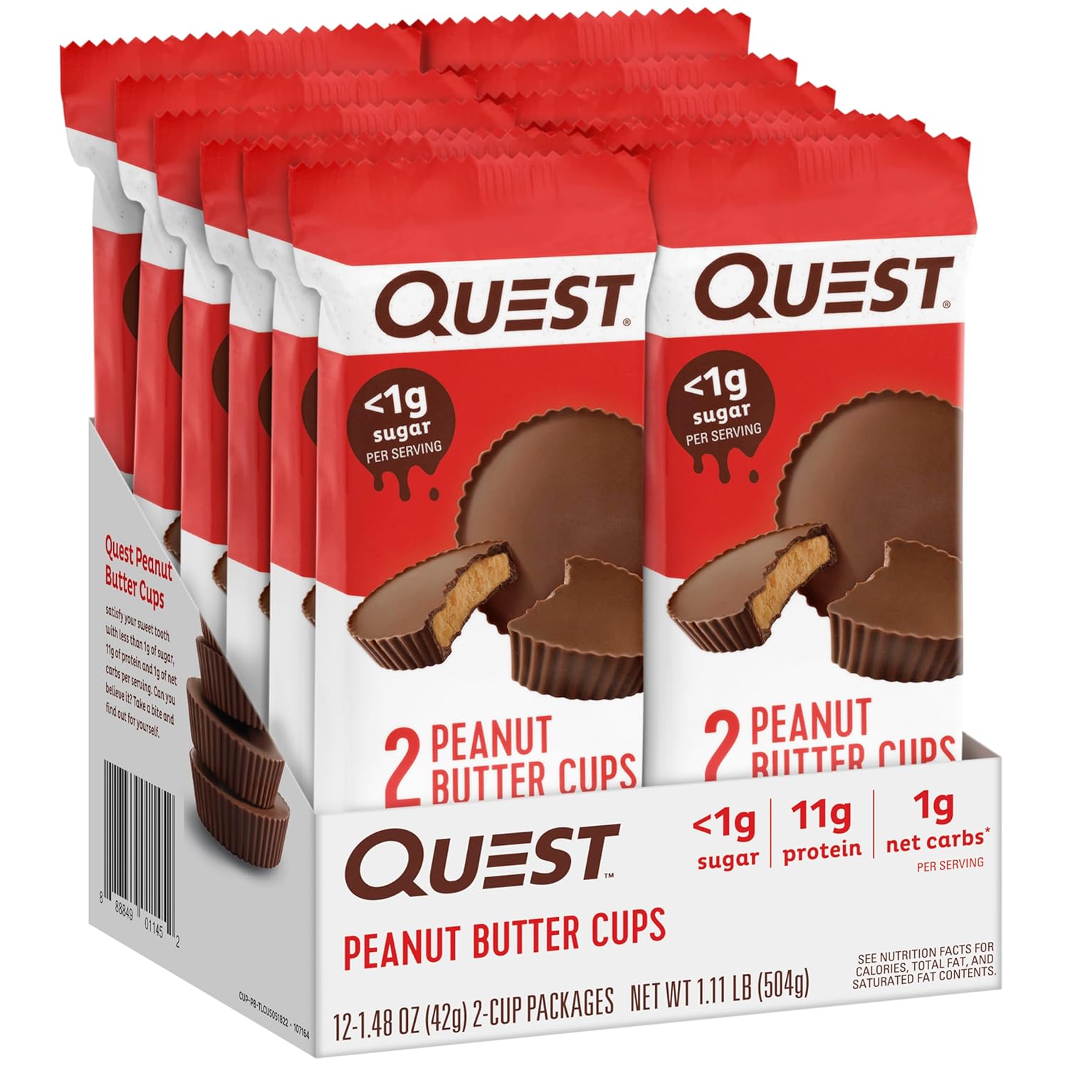 Quest Nutrition Peanut Butter Cups, 11g Protein, 1g Sugar, Low Carb, Gluten Free, Keto Friendly, 12 Count Quest Nutrition Peanut Butter Cups, 11g Protein, 1g Sugar, Low Carb, Gluten Free, Keto Friendly, 12 Count