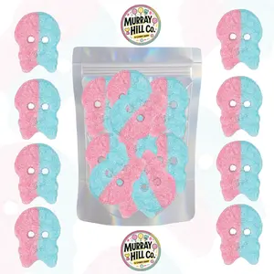 ONE POUND (1lb) Bubblegum Dizzy Skulls Bag of Viral Swedish Candy Sweet Vegetable Snack - Limited Flash Sale - Natural Corn Fruit Carrot - No Gelatin - Vegetarian Friendly