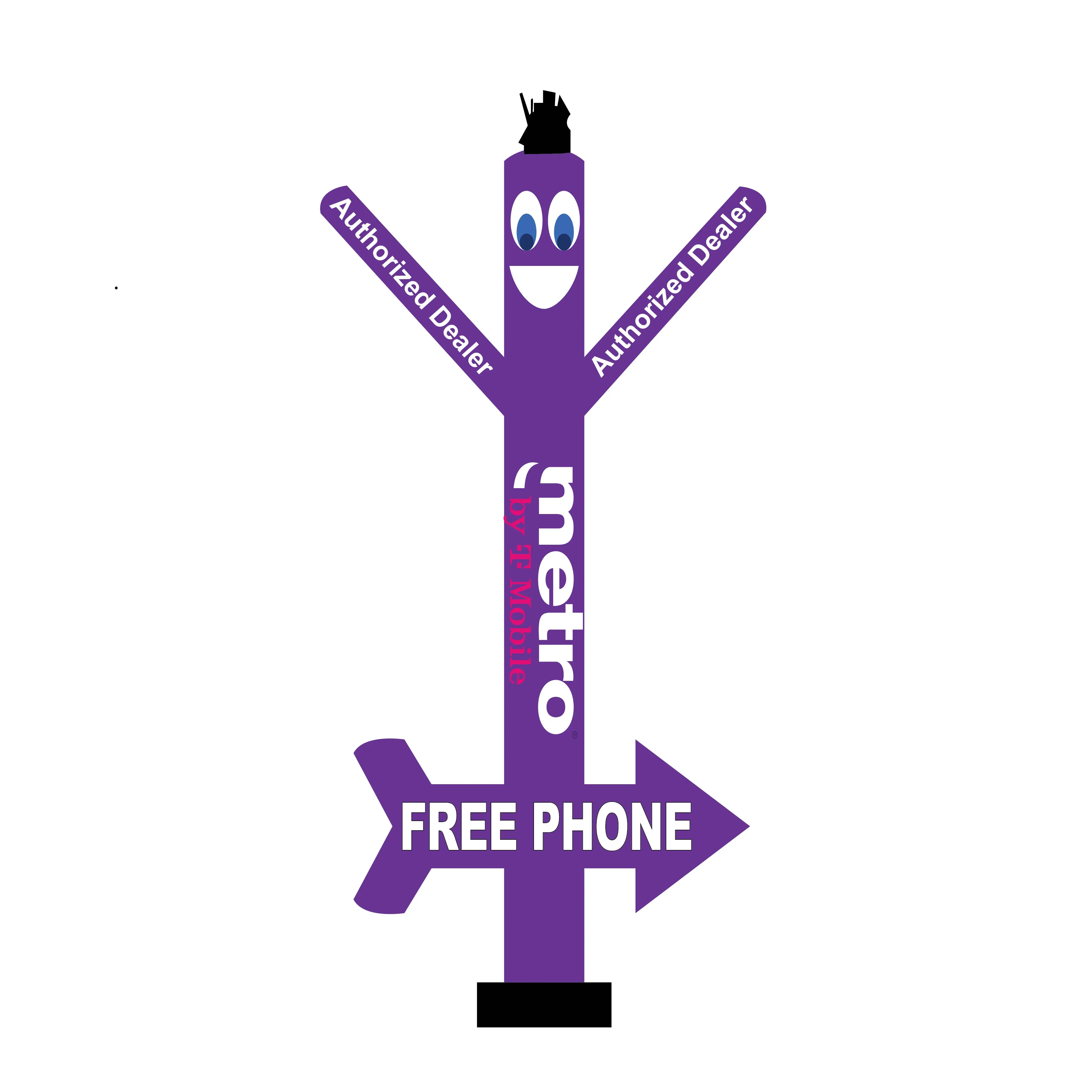 20ft Metro by T-Mobile Authorized Dealer Inflatable Tube Man with Arrow Sign (No Blower)