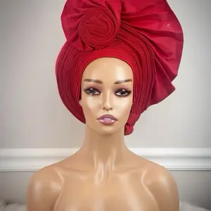 African Autogele Pretied Gele Asooke Bridal Gele Ready to Wear Autogele for Traditional Weddings, Parties, Outings, and Church