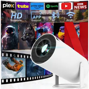 Built-in Applications Smart Projector with WiFi and Bluetooth: High-definition outdoor projector supporting screen projection, focusing and keystone correction, bedroom projector for home and outdoor portable use, white