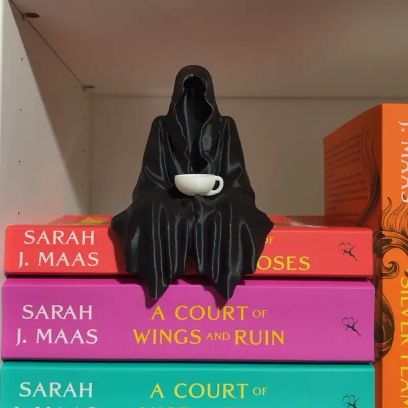 Suriel Tea Shelf Sitter with Colored Tea Cup | ACOTAR Inspired Book Shelf Decor | Fantasy Reader Gift