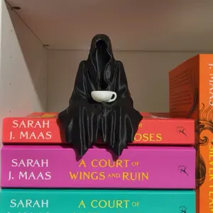 Suriel Tea Shelf Sitter with Colored Tea Cup | ACOTAR Inspired Book Shelf Decor | Fantasy Reader Gift