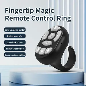 TikTok Scrolling Ring – 8-Button Finger Tip Wireless Remote, with Camera Remote Shutter for iPhone & Android (Black)