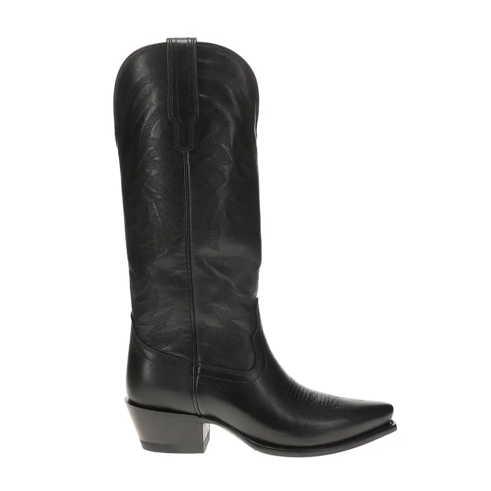 Tecovas Womens The Annie Tall Embroidered Snip Toe  Casual Boots Knee High Low Heel 1-2" - Black