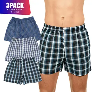 3 Pack Men's Boxer Shorts Random Mixed Color Pack Woven Relaxed Fit Boxers for Men Soft Breathable Mens High quality Underwear with Fly Pouch Elastic Waist comfortable Fabric Menswear