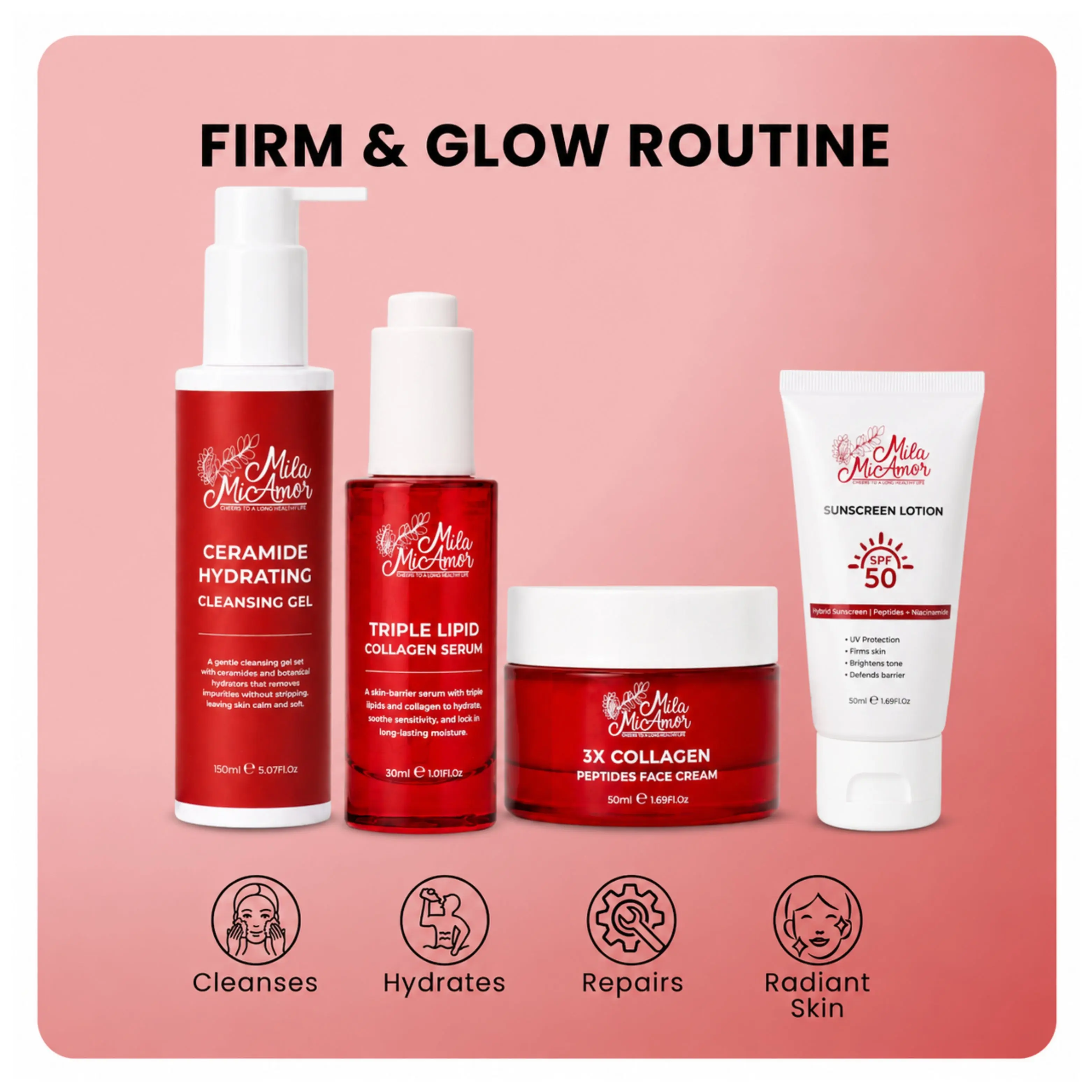 Firm & Glow Routine - Cleanse | Hydrate | Protect