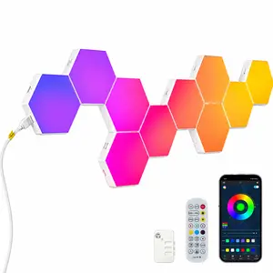 LED Wall Lights, 10/20 Pack RGB Hexagonal Wall Panels, Modular Smart Honeycomb Lights with APP & Remote Control, Music Sync LED Hex Lights for Gaming Room, Bedroom, Living Room Decor (10PCS)