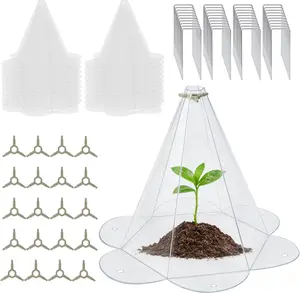 Yhtpouqe 20 Pack Garden Cloches for Plants, Larger Plant Covers Freeze Protection with 40 Ground Securing Pegs, Plant Protectors from Animals for Vegetable, Flower Seedlings, 10.51" H X 10.48" D