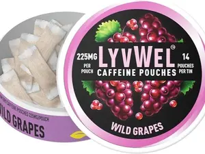 LyvWel 225mg Caffeine Pouches, Guarana-Powered Energy Pouches, Nootropic Pouches, Nicotine Free Pouches , 1-Pack, 14 Pouches Pink Lemonade