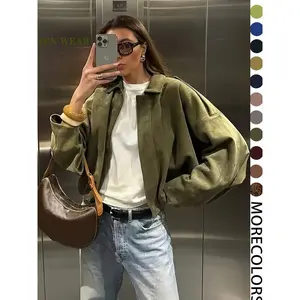 Women's military jacket, military green loose top for spring and autumn stylesRAIMENTRY