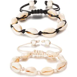 2 count Boho  Shell Anklet Bracelet Handmade Beach Foot  Adjustable Beaded Anklet for Women