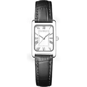 Watches for Women Fine Leather Watch Rectangular Case Roman Numeral Dial Water Resistant