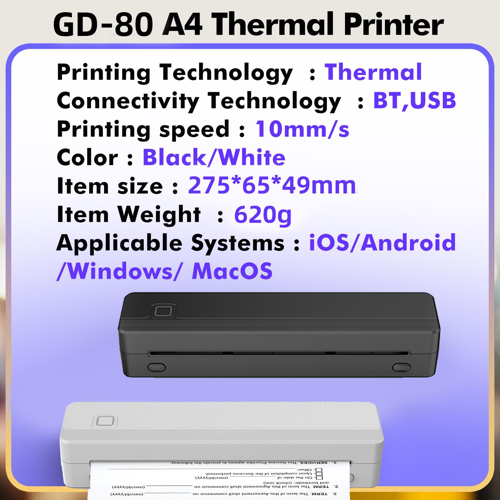 A4 Portable Printer Thermal Wireless Bluetooth Tattoo Transfer Machine Mini Document Label Printer