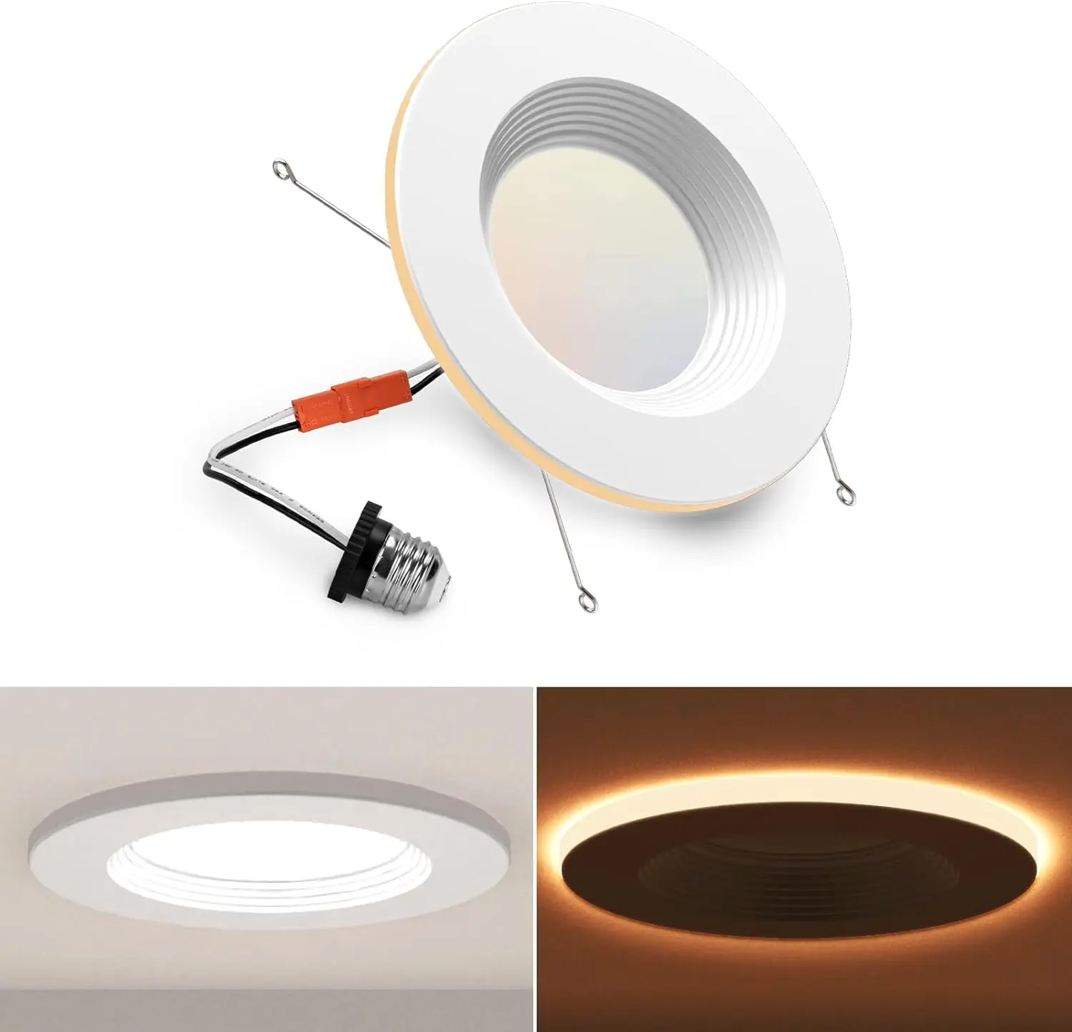 POWERASIA 5/6" Recessed LED Ceiling Light - 5CCT Dimmable CCT, Night Mode, Plastic&Alum Medusalamp Pin Panel Light for Indoor Use, Bedroom, Living Room