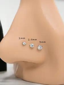 Stainless Steel Cubic Zirconia Nose Ring, Body Jewelry, S-Shape Hypoallergenic Nose Staple for Men & Women, 2/2.5/3mm Available Sizes for Daily Wear, All Seasons Wear, Nose Stud, Cubic Zirconia Accents