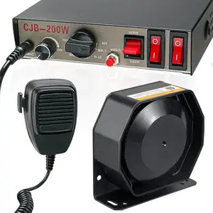 12V 200W Emergency Siren PA System with Slim Speaker, 9 Sound Modes, Handheld Mic, Hands-Free Control, 125-135dB for Truck, Car, SUV, ATV & UTV