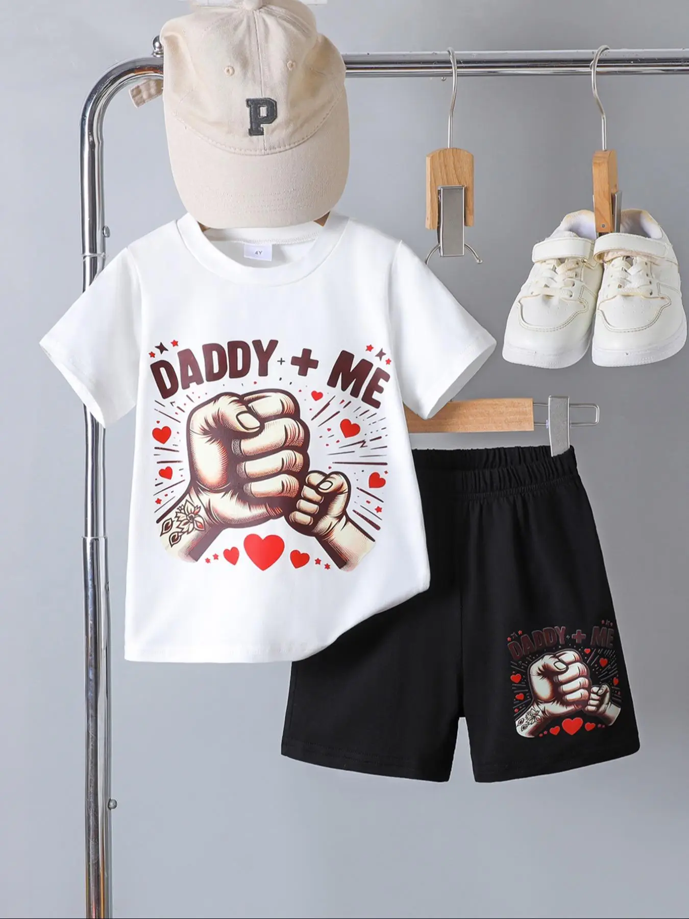 Two-piece Set Boy's Letter Print Short Sleeve Tee & Shorts, Casual Round Neck T-shirt & Shorts for Summer, Kids Clothes for Daily Wear