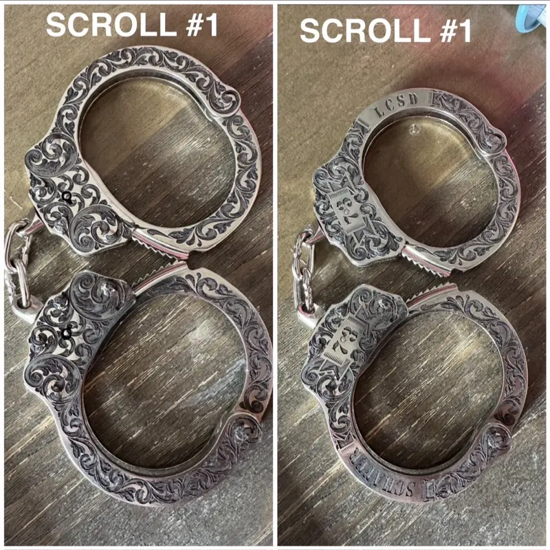 Scroll 1 Deep Engraved Handcuffs