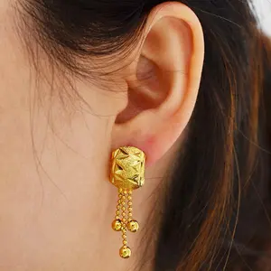 New Metal Earrings With Rund Ball for Women/Girls Arab African Jewelry Gold Color Pendientes Weeding Productss @099806