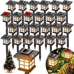 Solar outdoor light set, 24/12 pieces, IP44 waterproof pathway lights, LED landscape garden lights for walkways, driveways, gardens, and lawns—warm light effect, ideal decoration for Easter, Mother’s Day, and spring wedding parties