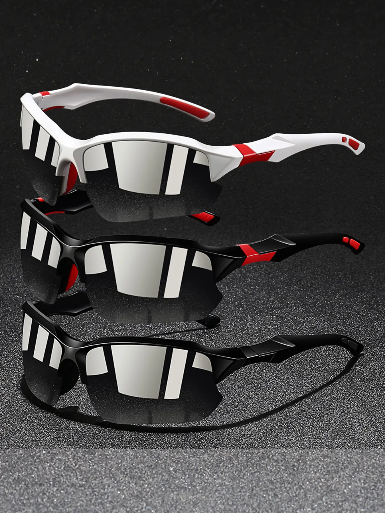 3pcs latest model clashing colors semi-frame glasses,provide multiple color options.adopting polycarbonate frame and rubber nose pad,lightweight comfortable design,fashionable glasses suitable for various occasions