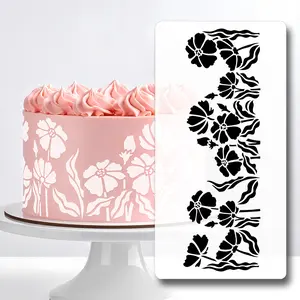 Reusable Cake Stencils Sprinkles Mold, Food Grade Flower Pattern Baking Template, DIY Wedding Birthday Party Dessert Decoration Tool, Pastry Decorating Tools