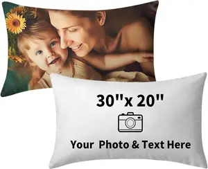 Custom Pillows with Picture Custom Text Pet Photo Pillow Cover Personalized Pillow Case with Your Loved Ones Picture Pillow Personalized Photo Romantic Gift Ideas- No Filling (20x30 inch)