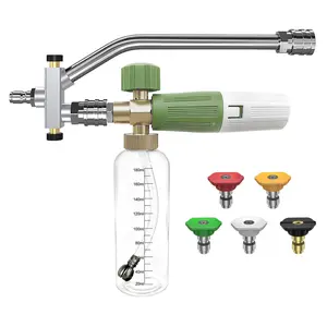 Heliwoo Foam Lance Car Wash Kit for Pressure Washer - 1/4" Quick Connect, Dual Connector No-Dilution Design, Adjustable Angle & Flow, 5 Nozzle Tips, Car Wash Equipment, Car Detailing Accessories