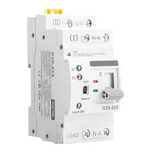 Mini ATS 2-Pole AC G2R Solar Auto Dual Power Changeover Switch - 63A 110V (85V-145V, 6A-63A Range), 50/60Hz, Din Rail (35mm Rail) Mounted, CE Certified for RV, Data Centers Public/Backup Power Needs