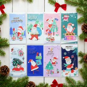 Cute Santa Claus 3D Christmas Greeting Card Set of 16 — Large Foil Holiday Cards with Envelopes & OPP Bags | Merry Christmas Collection