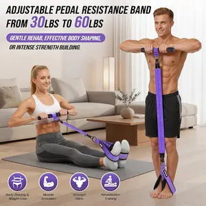 KUZARO Multifunction Pedal Resistance Band, Elastic Pull Rope Fitness, Full-Body Workout at Home Gym, Exercise Sit-up, Yoga, Abdominal Training