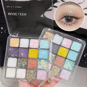 16 Color Shimmering Eyeshadow Palette, Long-Lasting Pearl Matte Finish, Mermaid Glitter, Cute Makeup for Easter Mother's Day Christmas
