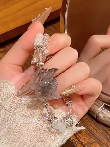 Flower Resin Fox Beaded Pendant Crystal Bracelet, New Oriental Style Trendy Hand Chain, Fashion Jewelry for Women