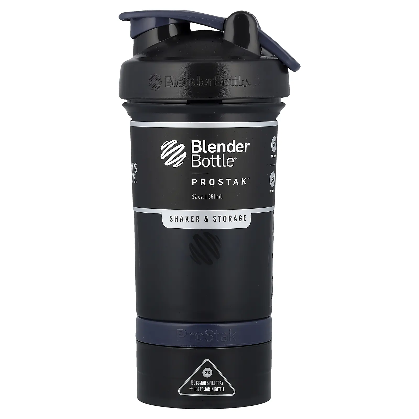 Blender Bottle ProStak™, Shaker & Storage, FC Black, 22 oz (651 ml)