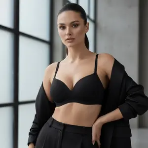 HSIA Veronica Seamless Wireless Push Up Bra Comfy No Underwire Lightly Padded Plunge Deep V Full Coverage Recycled Stretch Convertible Straps Bra