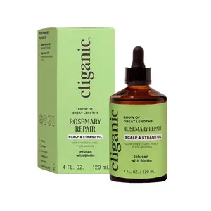 Cliganic Rosemary Strand & Scalp Oil with Biotin and Jojoba (4oz) – With Herbal Organic Ingredients - Serum To Smooth & Soften Frizzy, Damaged Hair, Split Ends & Dry Scalp, Promote Fuller-Looking Hair