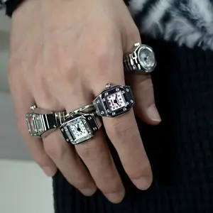 Little Quartz Clock Decor Ring Vintage Accessories Trendy Multi-Color Rings