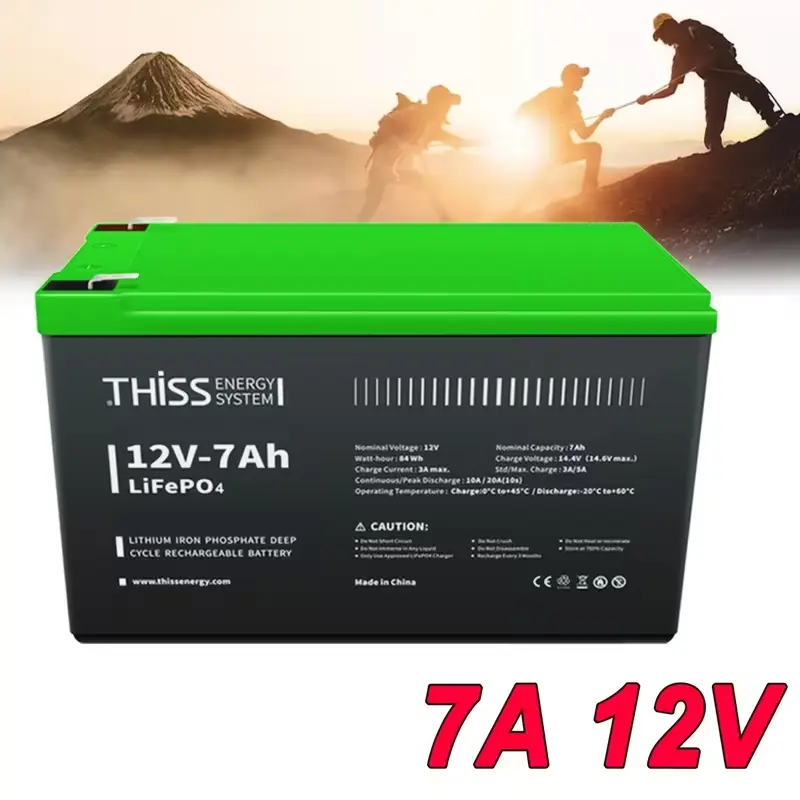 12V 7Ah (7000mAh) Upgraded LiFePO4 Battery for Power Tools, Built-in BMS Overload Protected, CE & ROHS Certified Rechargeable Battery with Series-Parallel Connection, Solar Powered Flexibility, 30-Day Refund for Home Backup Power