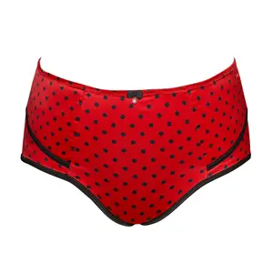 PARFAIT Charlotte Women's Full Figured Curvy Black Dot Retro High Waist Brief Vintage 6917 Fabric Fit, Chic Silhouette with Matte and Satin Details