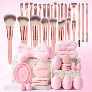 Makeup Tool Set, 45pcs/set Skincare Cosmetic Brushes & Sponges & Puffs & Headband & Wristbands & Brush Cleaning Pad, Professional Makeup Tools for Beginners, Makeup Products, Applicator Setc, Valentine's Day Gift