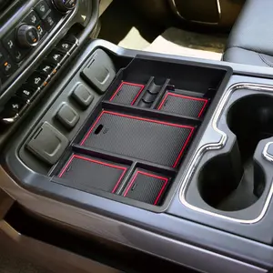 Console Organizer Compatible with 2014-2018 Chevy Silverado/ Sierra 1500 and 2015-2019 Silverado/Sierra 2500HD/3500HD Accessories Compartment Insert Tray - Full Console w/Bucket Seats ONLY