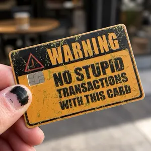 Funny Warning Sign Debit Card Skin Sticker 2 Pack Vinyl Credit Card Cover