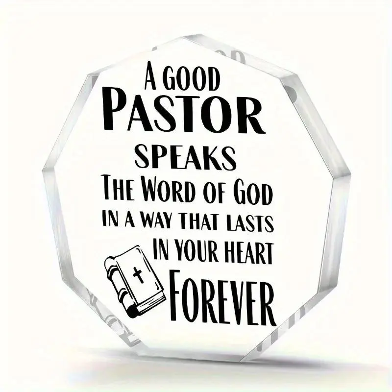 Pastor Appreciation Acrylic Desktop Decoration, 1 Count Christian Thanksgiving Gift, Anniversary Christian Men and Women Thanksgiving Gift