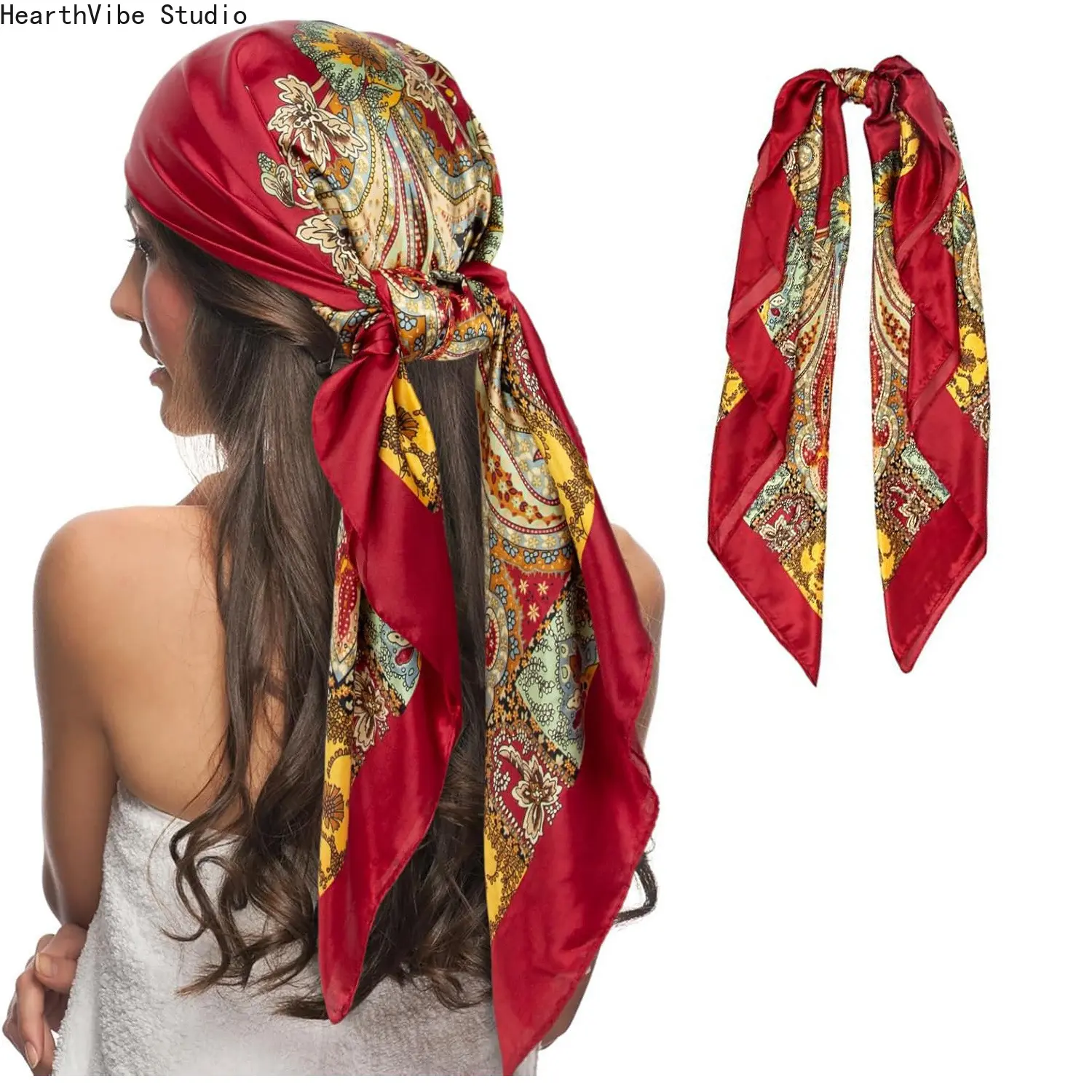Women's Korean-Style Polyester Small Square Scarf - Universal Adult Head Wrap, Spring/Auto/Winter New Lightweight Professional Shawl, Sports & Outdoor Bandana Headband Accessory, Adults, All Seasons